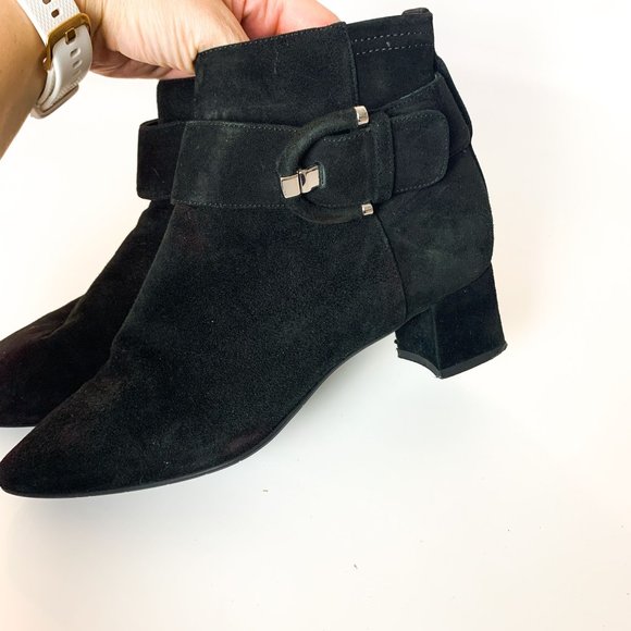 Aquatalia Phiona black suede buckle pointy boot 7.5 - Picture 5 of 10